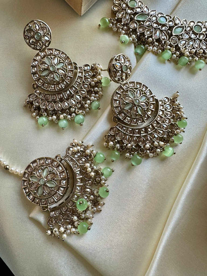 Premium Pastel Green Kundan Choker with Tikka