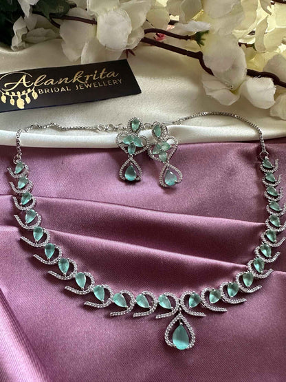Premium Mint Green AD Necklace