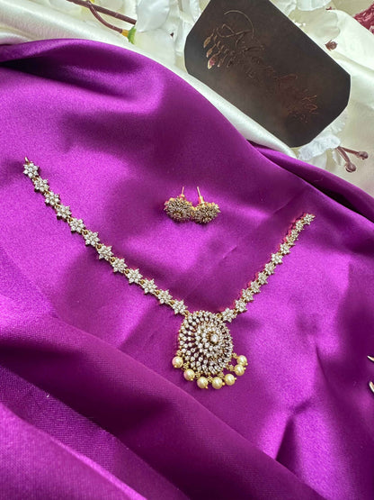 Diamond Inspired Short Necklace with AD stones