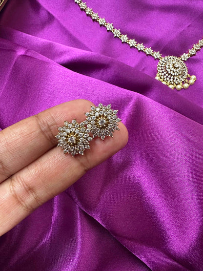 Diamond Inspired Short Necklace with AD stones