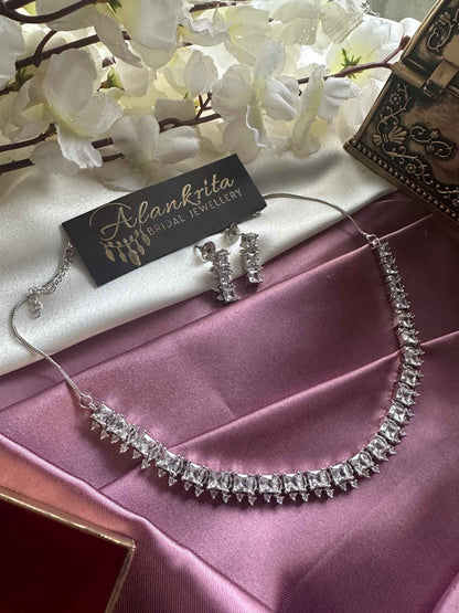 Premium AD Necklace with White Stones