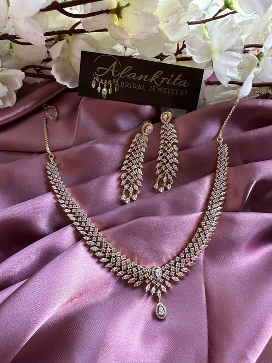 Premium Diamond Inspired Short Necklace with AD Stones