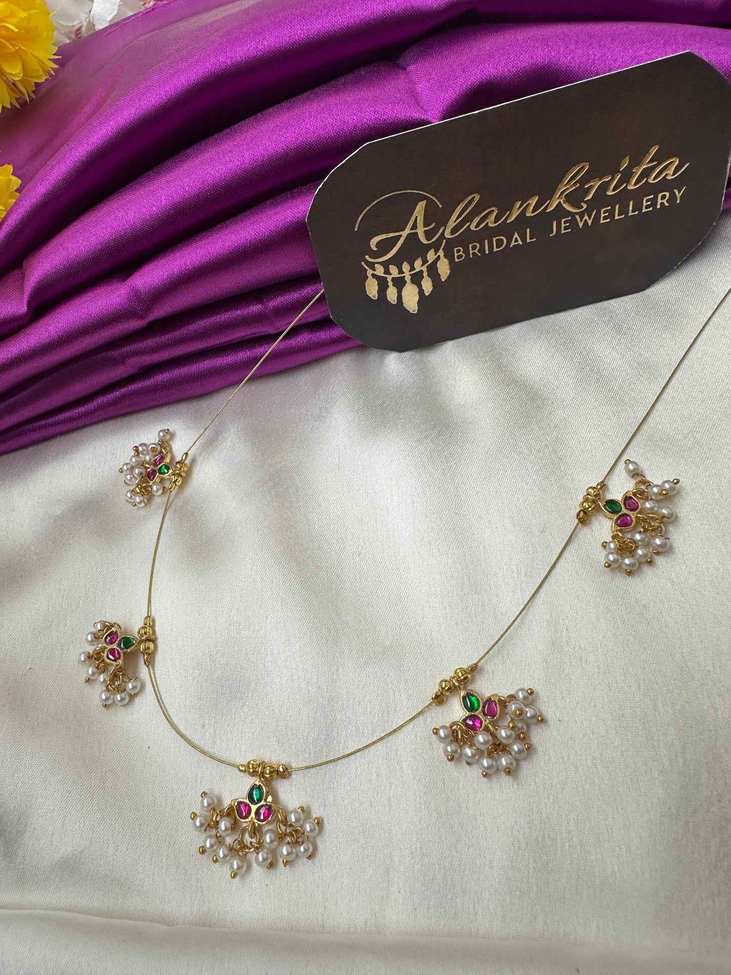 Premium Invisible Necklace with Jadau Stones