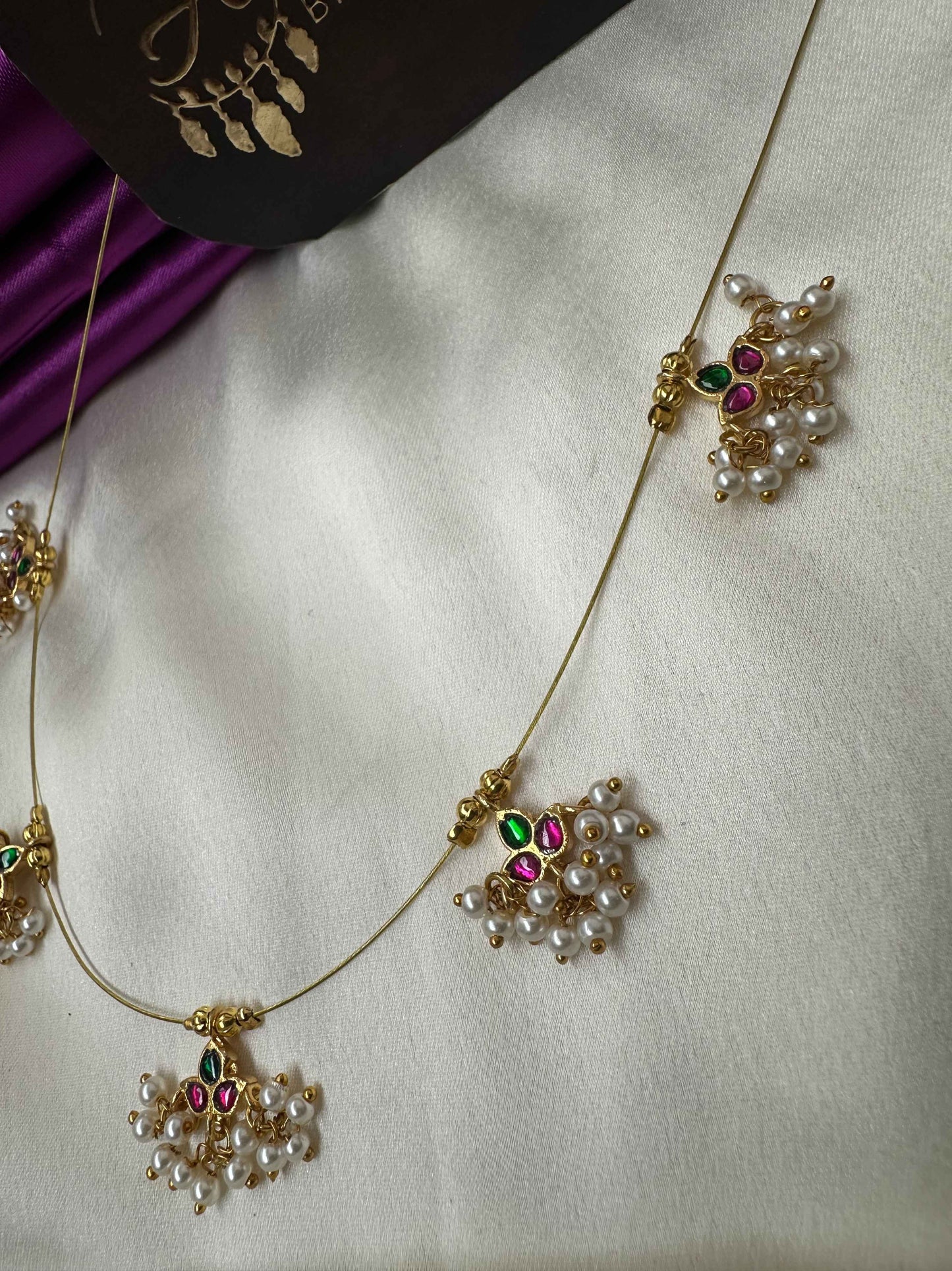 Premium Invisible Necklace with Jadau Stones