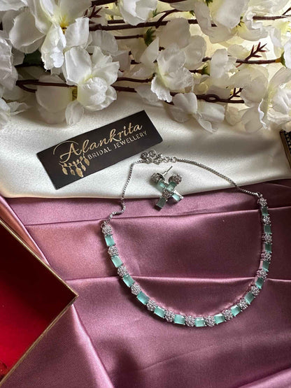 AD Necklace with Mint Green Stones