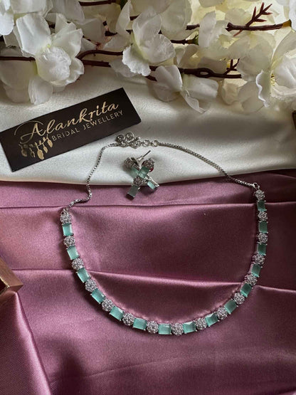 AD Necklace with Mint Green Stones