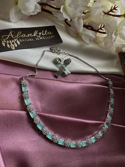 AD Necklace with Mint Green Stones