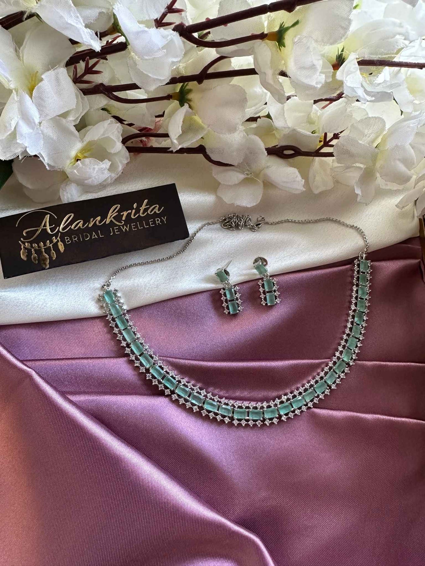 Premium Mint Green AD Necklace