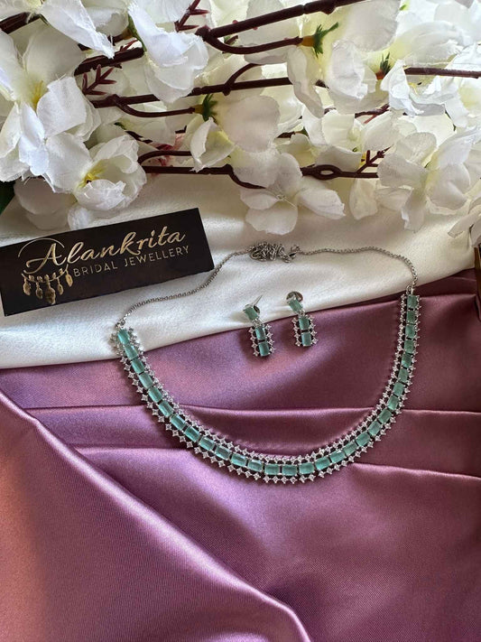 Premium Mint Green AD Necklace