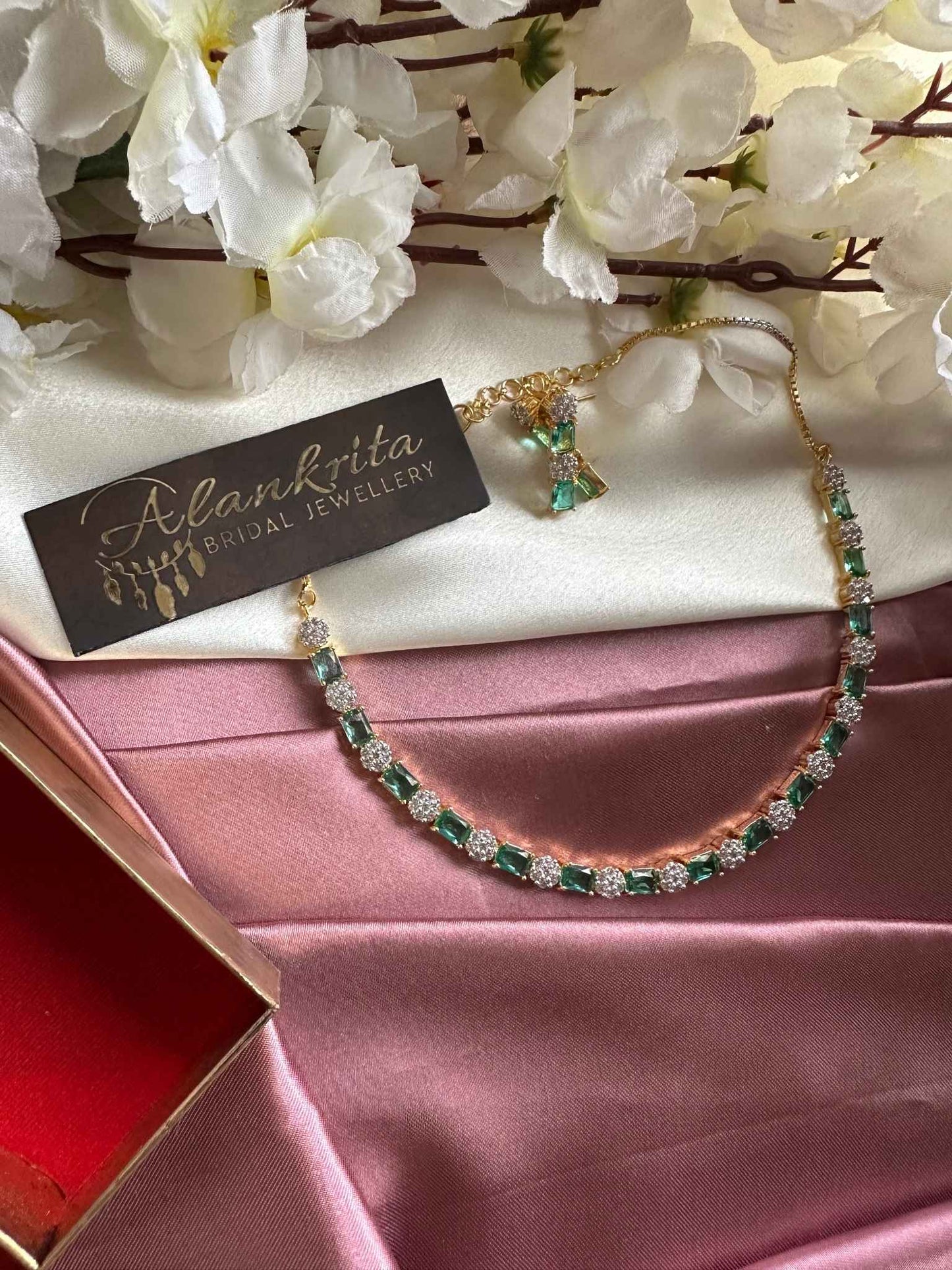 AD Necklace with Sea Green Stones