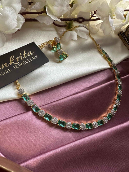 AD Necklace with Sea Green Stones