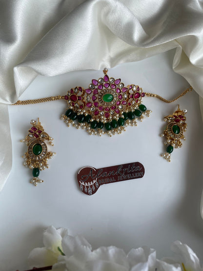 Premium Kemp Choker with Green Beads