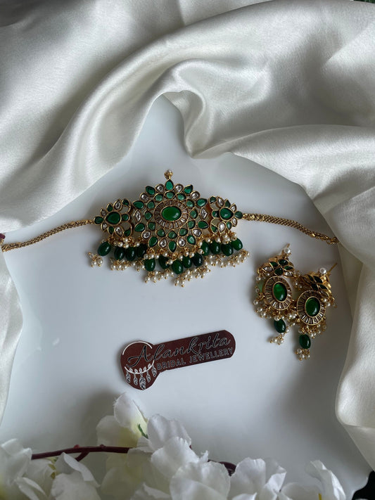 Premium Green Kemp Choker with Green Beads