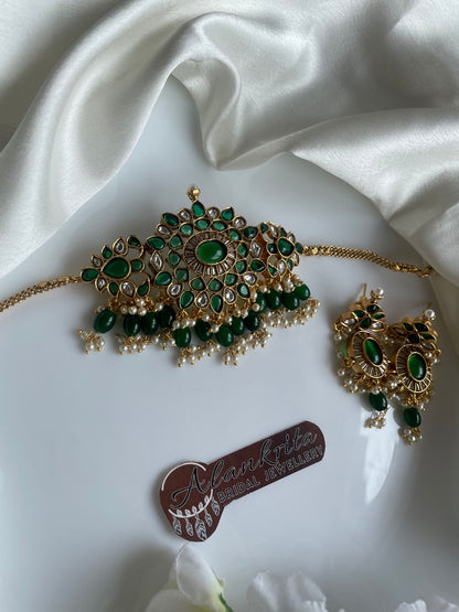 Premium Green Kemp Choker with Green Beads