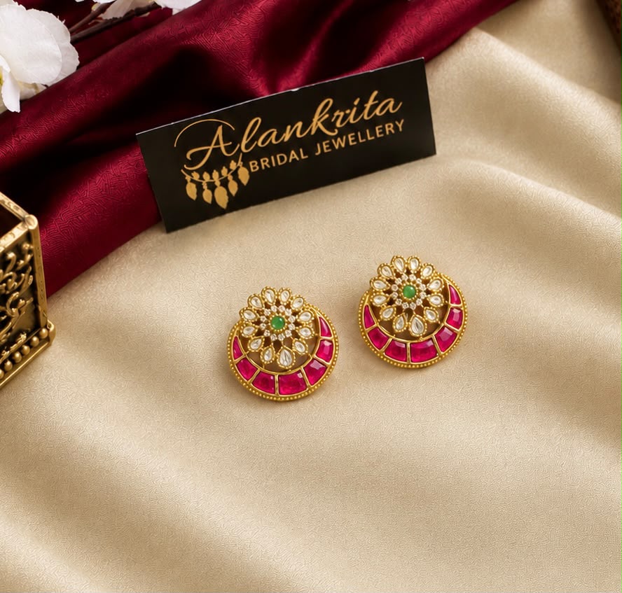 Premium Jadau Moon Earring
